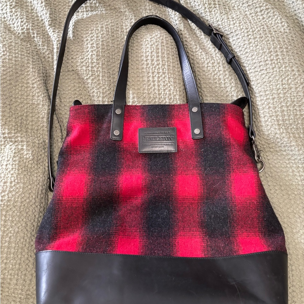 Pendleton Red and Black Wool Tote